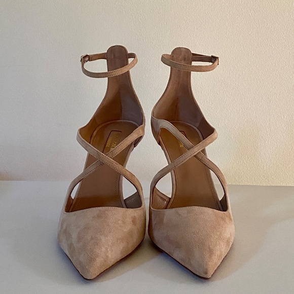 Aquazzura Pink Nude Suede Stiletto Pumps US8.5 - Picture 15 of 15